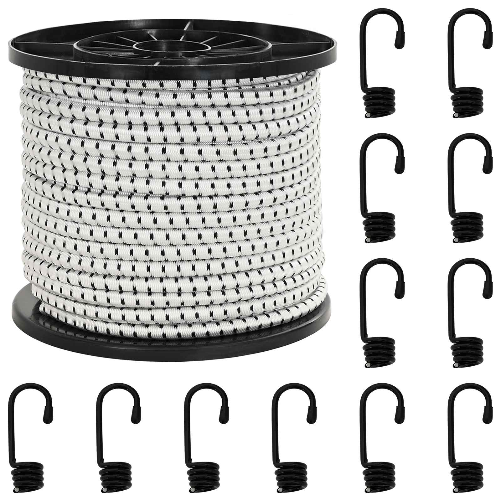 Bungee-schnüre Mit Haken 10 Mm Schwarz Und Weiß Pp Und Gummi Vidaxl