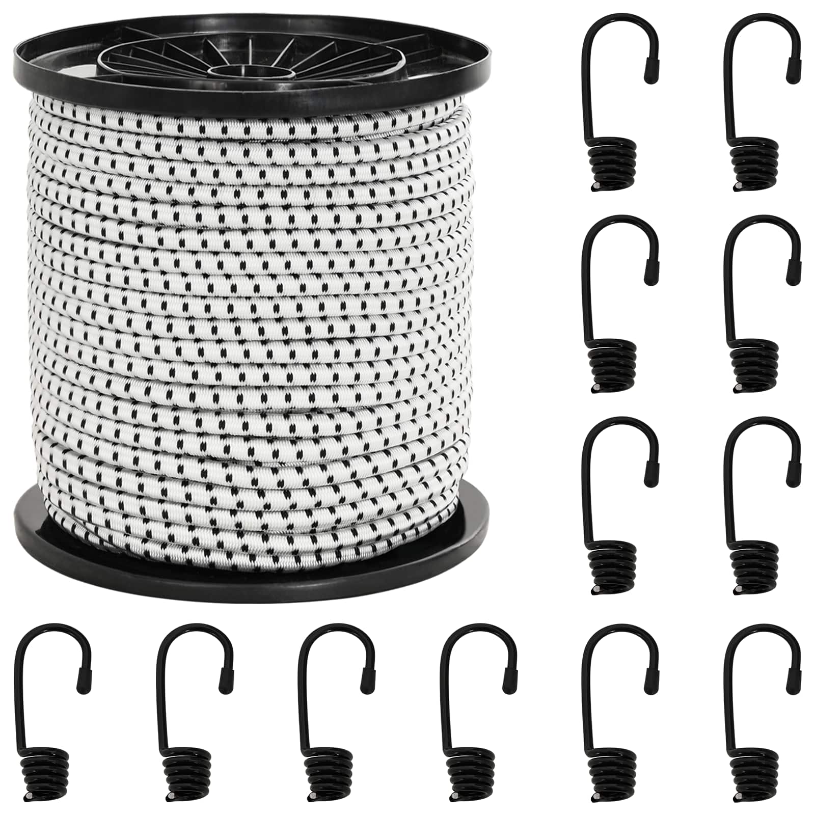 Bungee-schnüre Mit Haken 6 Mm Schwarz Und Weiß Pp Und Gummi Vidaxl