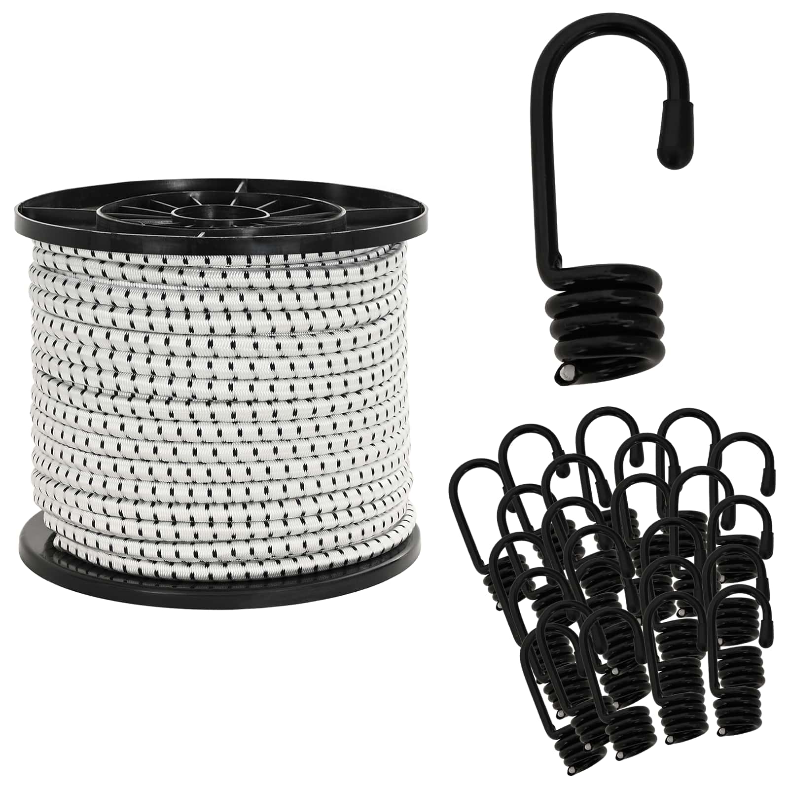 Bungee-schnüre Mit Haken 8 Mm Schwarz Und Weiß Pp Und Gummi Vidaxl