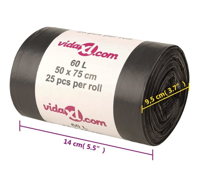 Müllsäcke 250 Stk. Schwarz 60 l Vidaxl