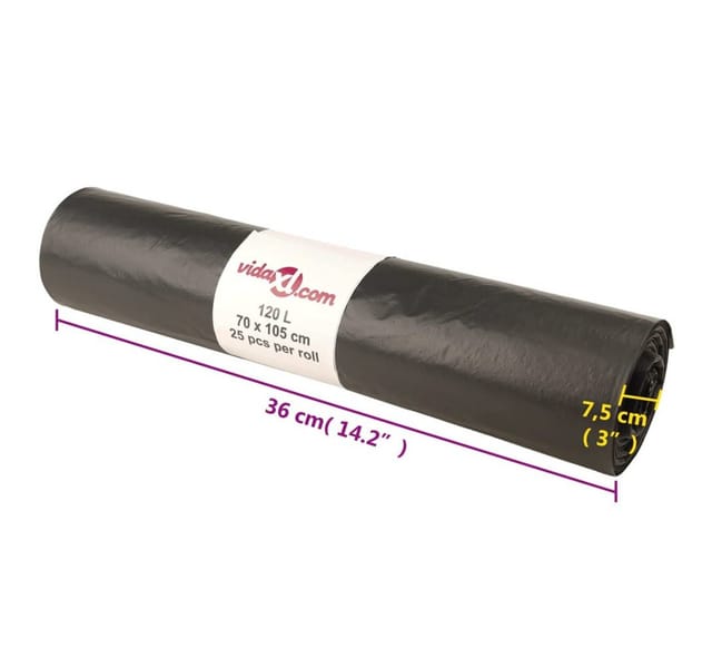 Müllsäcke 250 Stk. Schwarz 120 l Vidaxl
