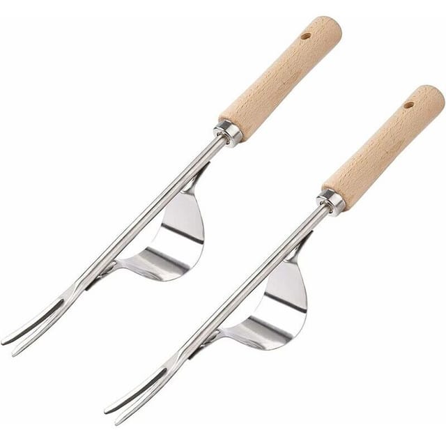 2 Stück Unkrautstecher, manueller Unkrautstecher, Grasschneider mit Holzgriff, kleiner Fugenschaber, Garten-Unkrautjäter zum Umgraben des Rasens,