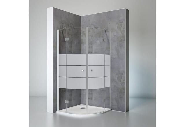 Duschkabine Youngline Runddusche, Radius: 55 cm - 5 mm Sicherheitsglas, Profil: Alu Natur, Dekor: Depoli light, 80 x 80 x 190 cm - Schulte