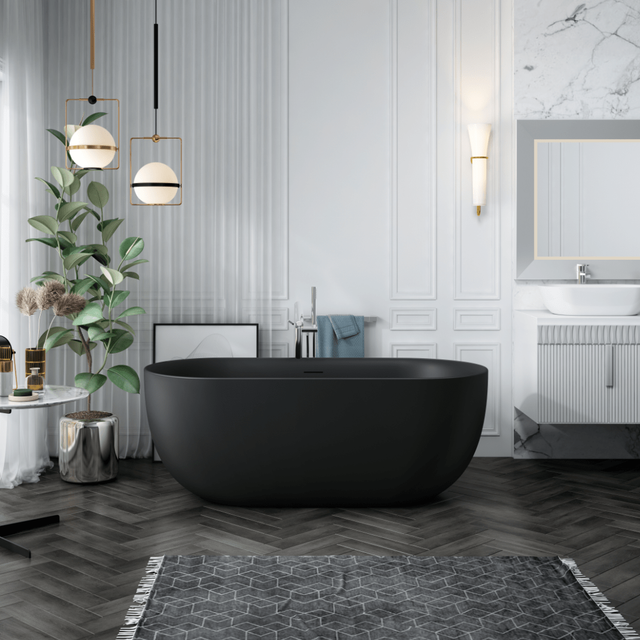 Freistehende Badewanne LISBON SCHWARZ MATT 150 cm