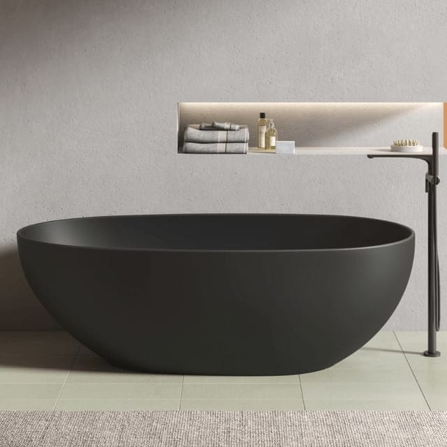 Freistehende Badewanne FLORIDA SCHWARZ MATT 180 cm