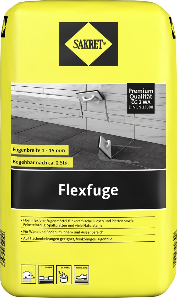Sakret Flexfuge 1 - 15 mm dunkelgrau 15 kg Fugenmörtel