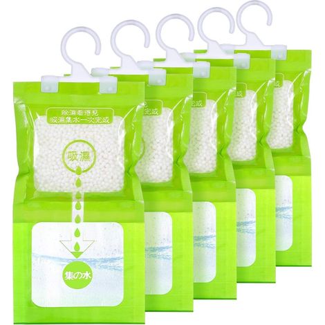 Packung Mit 5 X 100 G Luftentfeuchterbeuteln – Leistungsstarker Luftentfeuchter Für Kleiderschränke Und Hängeflächen – Effektiver Feuchtigkeitsabsorber Für Keller, Schlafzimmer Und Waschküchen