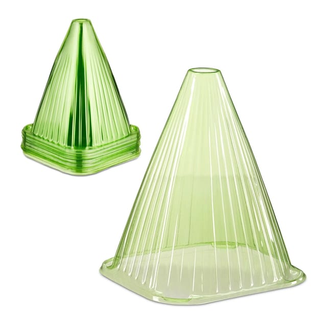 Relaxdays Pflanzenhut, 32er Set, Schneckenschutz, Frostschutz, HxBxT: 22 x 19 x 19 cm, Pflanzenschutzhauben PVC, grün