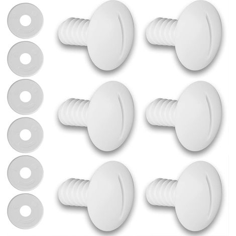 Radschrauben Aus Kunststoff (6er-set) Für Poolreiniger 180/280 Mit 6 Zusätzlichen Unterlegscheiben, Poolreiniger-ersatzteile C55 C-55, Weiß