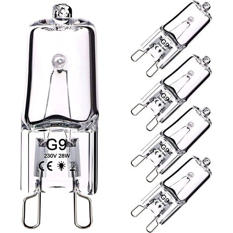 G9 28w 230v Dimmbare Halogenlampe, 370lm 2800k Warmweiß, Klare Kapsellampe Für Kronleuchter, Wandleuchten, Schrank- Oder Gartenleuchten (5er-pack)