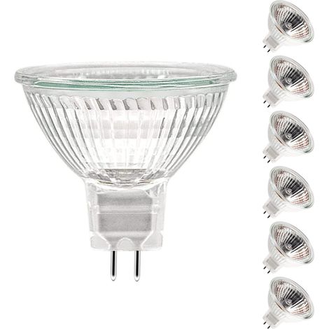 Gu5.3 35w 12v Mr16 Dimmbare Halogenlampe 420lm 2700k Warmweiß, Schutzglas, Für Deckenleuchten Und Strahler, 6er-pack