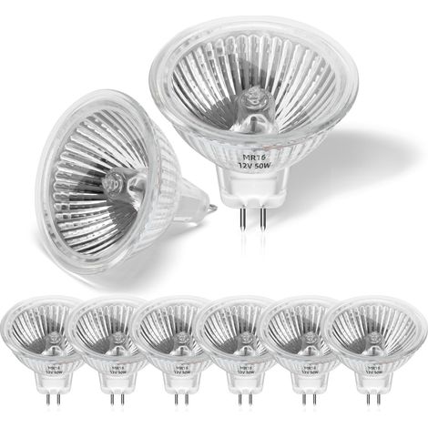 8er-pack 50-w-12-v-mr16-gu5.3-halogenlampen, Dimmbar, Warmweiß (2800 K), Für Decken- Und Einbau-schienenbeleuchtung
