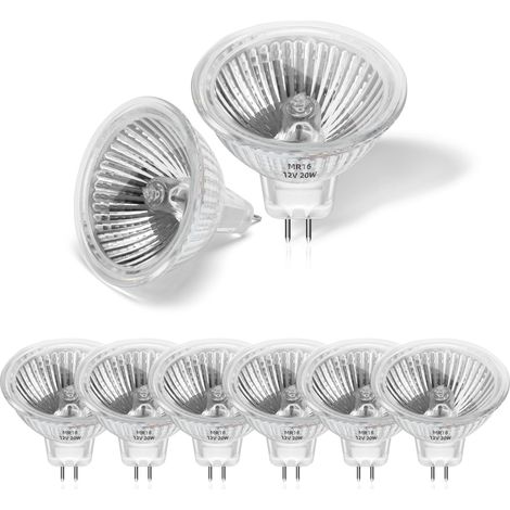 8er-pack Halogenlampen 20 W 12 V Mr16, Gu5.3, Dimmbar, Warmweiß 2800 K, Für Decken- Und Einbau-schienenbeleuchtung