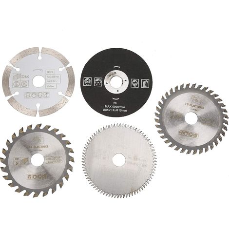 5-teiliges Set Kreissägeblätter, Trennblätter, Sägeblatt, Mini-hartmetall-kreissägeblatt, 85 Mm Innendurchmesser, 15 Mm Mini-hartmetall-kreissägeblatt Für Schneidwerkzeuge