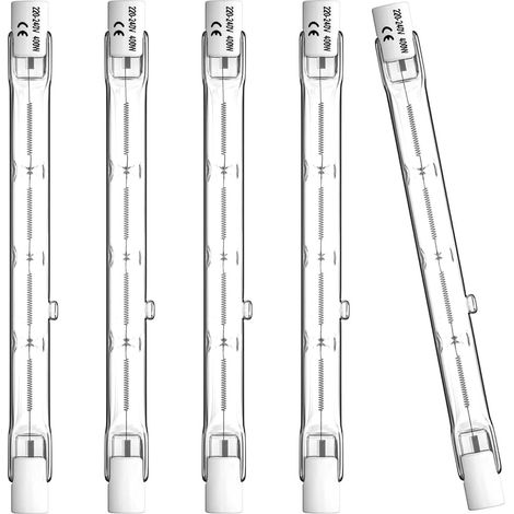R7s Halogenlampe 118 Mm 400 W, 230 V, Dimmbar, Warmweiß 2800 K, J118 Halogen-stiftlampe Für Landschaftsbeleuchtung, Sicherheitsbeleuchtung, Straßenbeleuchtung, 5er-pack [energieklasse G]