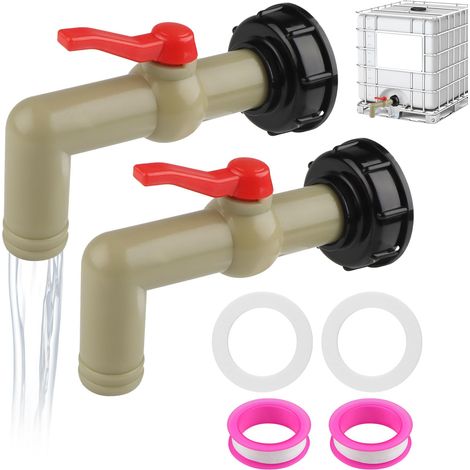2-teiliger Ibc-tankhahnadapter, 60-mm-gewinde, 90°-kunststoff-tankhahnadapter Mit 2 Rollen Wasserdichtem Klebeband Für Ibc-regenwassertanks