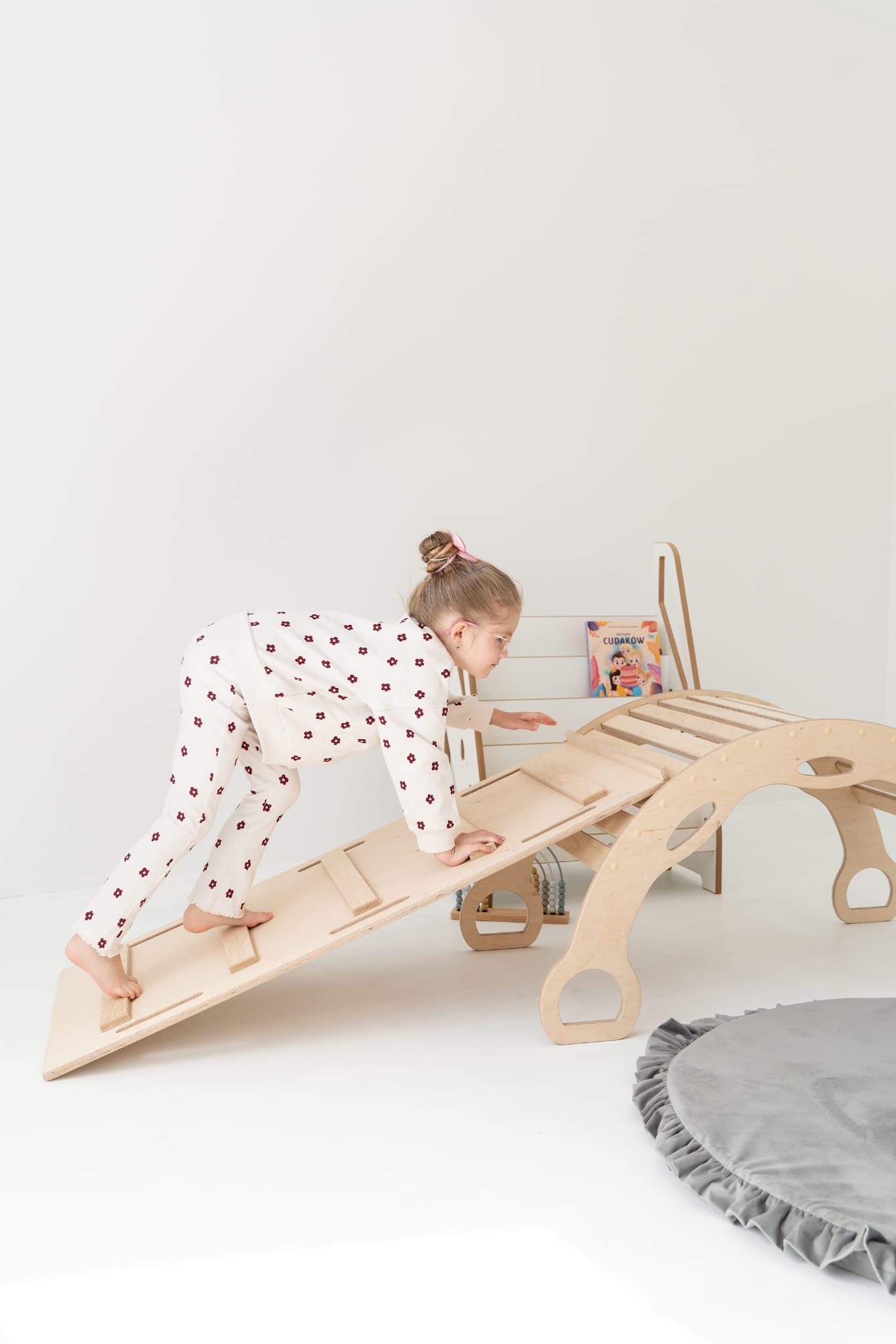 Montessori Xxl-schaukelstuhl 2-in-1 Mit Griffen Und Leiterrutsche – Aus Holz