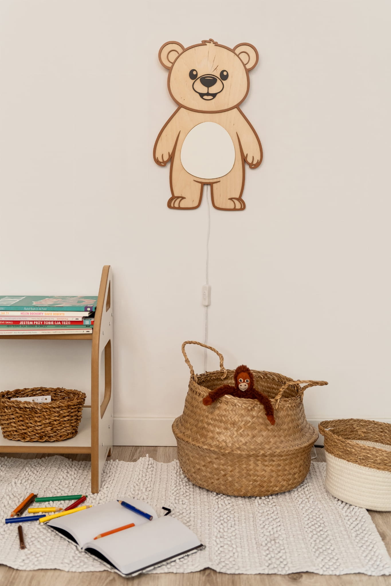 Teddybär-lampe Aus Holz Fürs Kinderzimmer – Nachttischlampe Für Kinder – Tupti.lights