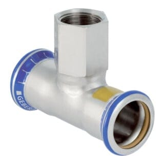 Mapress Edelstahl T-Stück mit Innengewinde, Gas, d 54mm, Rp 1/2', d1 54mm - Geberit