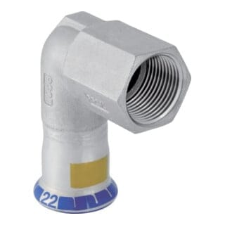 Mapress Edelstahl Übergangswinkel 90 Grad mit Innengewinde, Gas, d 15mm, Rp 1/2' - Geberit