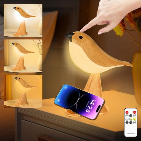 Tischleuchte Mit Vogelmotiv, 3 Farbtemperaturen, Usb-aufladbar, Touch-sensor-steuerung, Nachttischlampe Mit Integriertem Duftdiffusor (gelb)