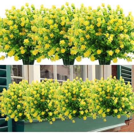 6 Bündel Uv-beständiger Künstlicher Blumen Für Den Außenbereich, Lose Blumen, Hängeampeln, Vasen Für Veranda Und Fensterdekoration