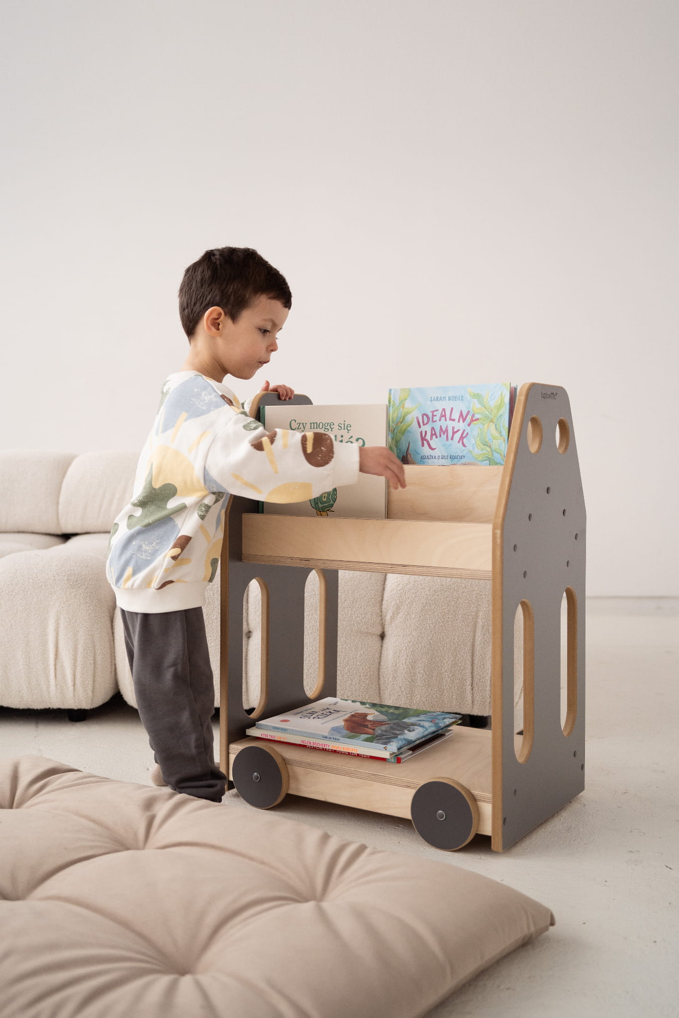 Car – Montessori-bücherregal/ablage – Grau