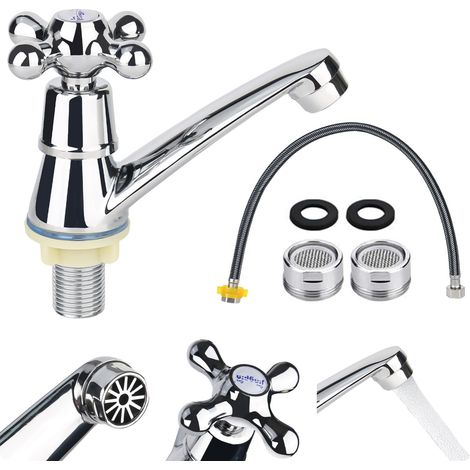 Einzel-waschtischarmatur, Kaltwasserarmatur, Moderne Waschtischarmatur, Verchromte Waschtischarmatur, Waschtisch Mit 60 Cm Anschlussschlauch, Waschtischarmatur
