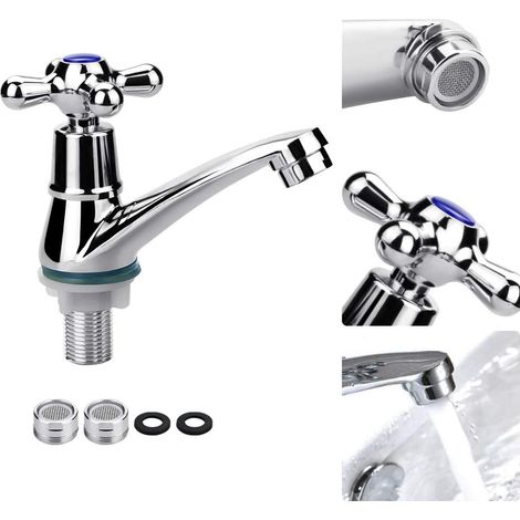 G1/2 Metall-waschtischarmatur, Nur Kaltwasser, Mit Kreuzgriff Und Filter, Kleines Modell Für Handwaschbecken, Küche Oder Badewanne