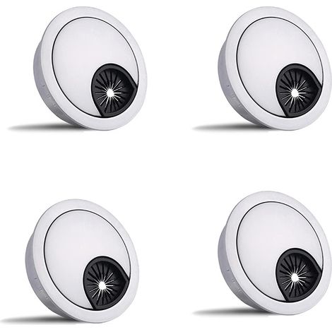 Set Mit 4 Runden, Grauen 60-mm-metallkabeldurchführungen Für Computertische Und Kabelmanagement