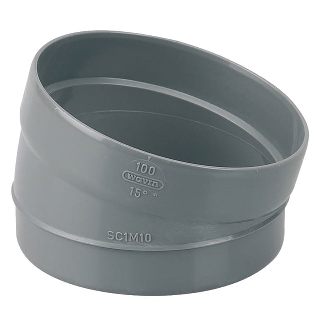 Wavin 15° Bogen grau Durchmesser 100 mm PVC