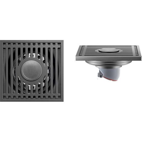 Extraflaches, Quadratisches Duschgitter Aus Edelstahl 100x100mm - Abnehmbarer Grauer Siphon Für Alle Duschtypen