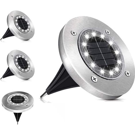 Set Mit 4 Solar-bodeneinbauleuchten Für Den Außenbereich Mit 12 Leds, Ip65 Wasserdicht, Einbauleuchten Für Garten, Rasen, Treppe Und Pool