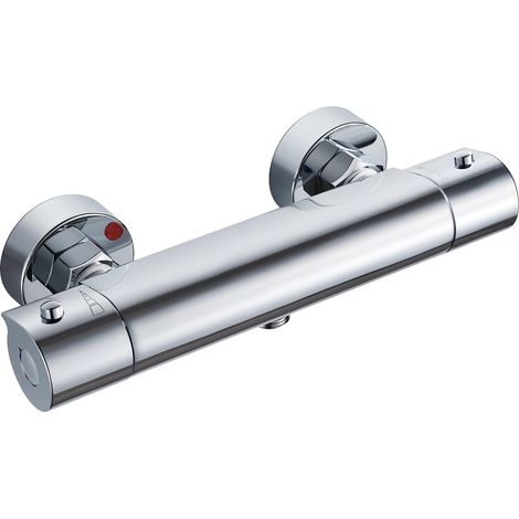 Thermostat-duschmischer, Thermostat-duscharmatur Mit 38°c-sicherheitsknopf, Wandmontierte Thermostat-badewannendusche Aus Messing, 150 Mm Mittenabstand, Chrom