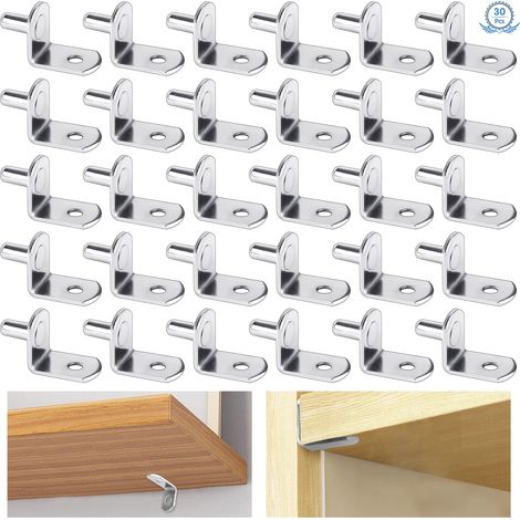 30 Stück 5 Mm L-förmige, Vernickelte Metall-regalhalterungen Mit Löchern Für Möbel, Schränke Und Bücherregale