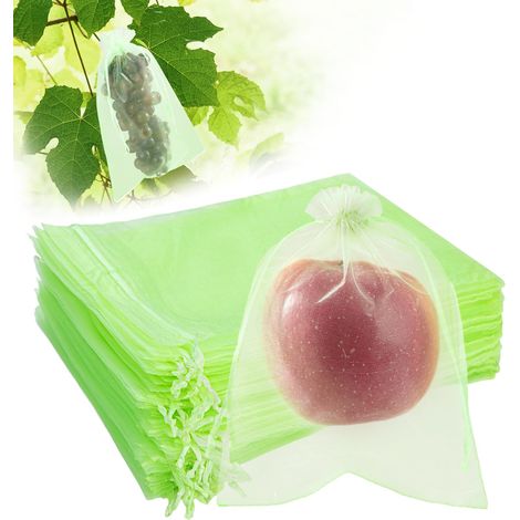 Packung Mit 100 Grünen Organza-schutzbeuteln (20 X 30 Cm) Mit Kordelzug, Für Obst Und Gemüse, Insektennetz Für Den Garten