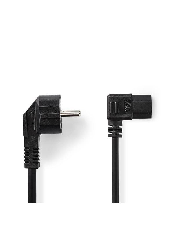 Nedis - Netzkabel netzstecker mannlich iec 320 c13 gewinkelt gewinkelt vernickelt 200 m rund pvc schwarz etikett