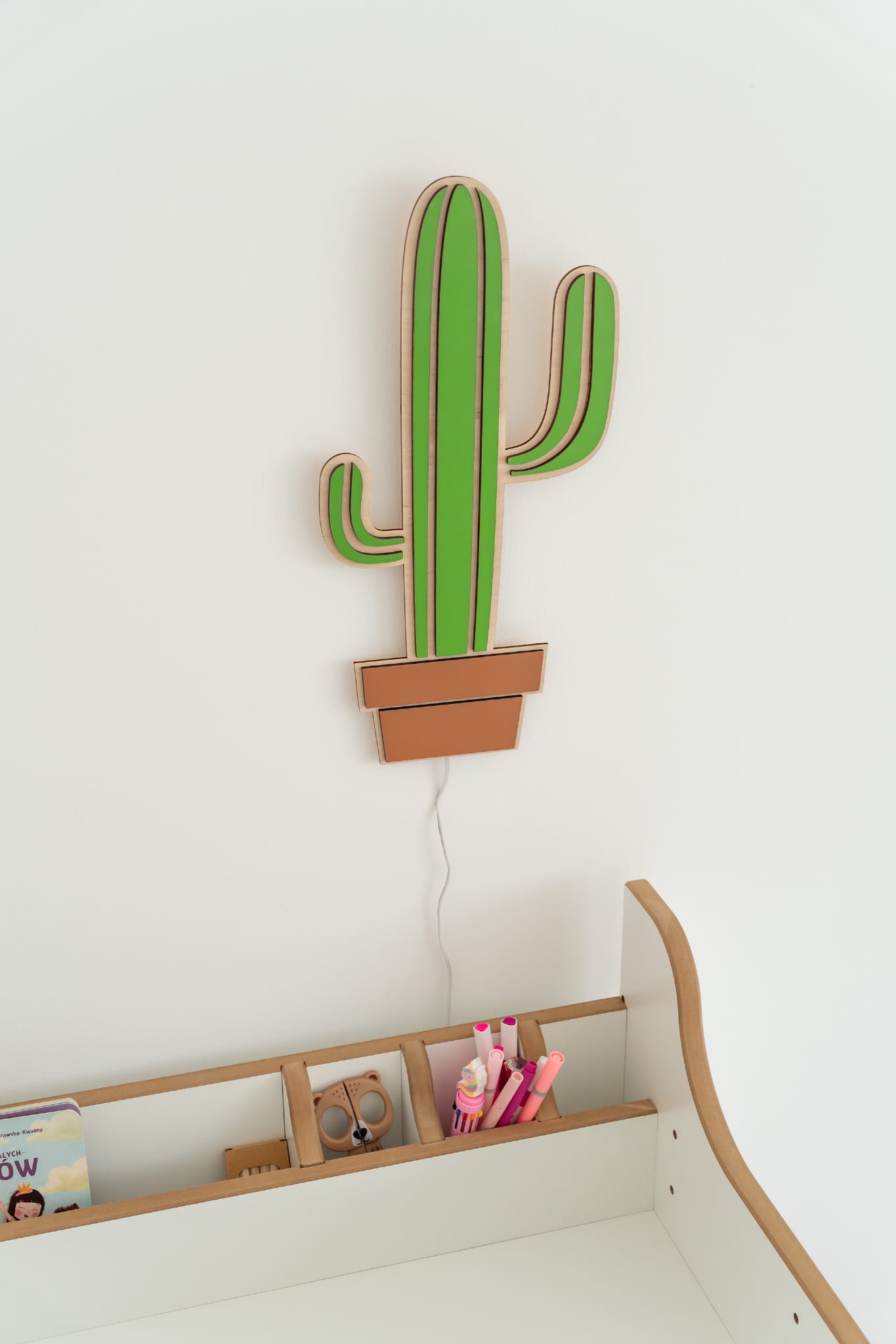 Kaktuslampe Aus Holz Fürs Kinderzimmer – Nachttischlampe Für Kinder – Tupti.lights