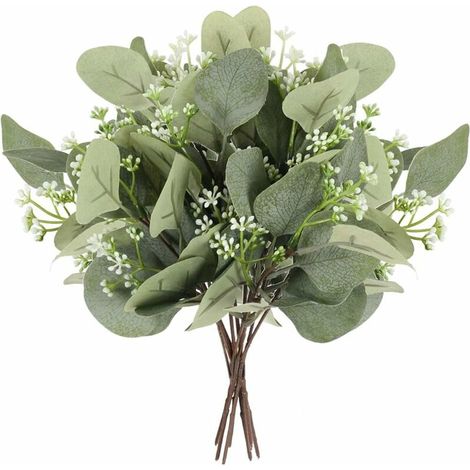 10 Künstliche Eukalyptuspflanzen, Künstliche Eukalyptusblätter, Künstliche Grünpflanzen, Künstliche Blumen, Plastikpflanzen Zur Balkondekoration