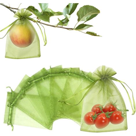 100 Obstschutzbeutel, Netzbeutel Zum Schutz Von Weintrauben, Organzabeutel Mit Kordelzug Zum Schutz Vor Wespen, Vögeln Und Anderen Insekten, 10 X 15 Cm
