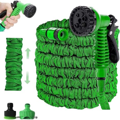 Gartenschlauch, Flexibler Gartenschlauch, Grüner, Dehnbarer Gartenschlauch, Multifunktionaler, Dehnbarer Und Einziehbarer Gartenschlauch (75 Fuß: 22,5 M, Grün)