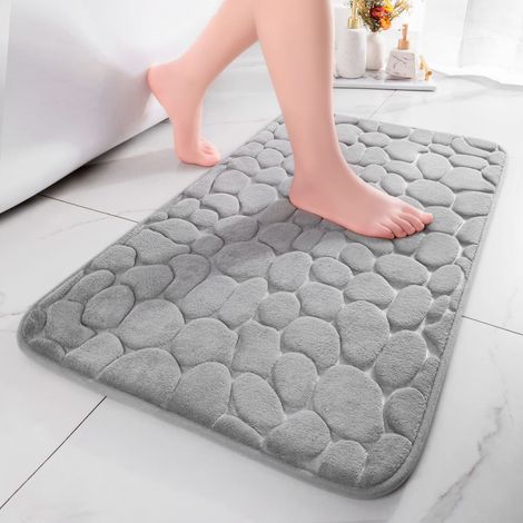 Badematte, Saugfähig, Rutschfest, Für Dusche, Fußablage, Badezimmer Und Wohnzimmer, 50 X 80 Cm, Hellgrau