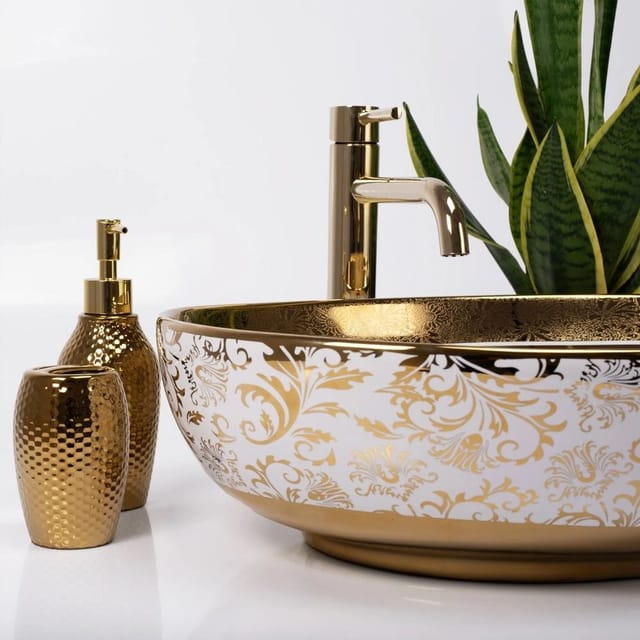REA - aufsatzwaschbecken margot white/gold