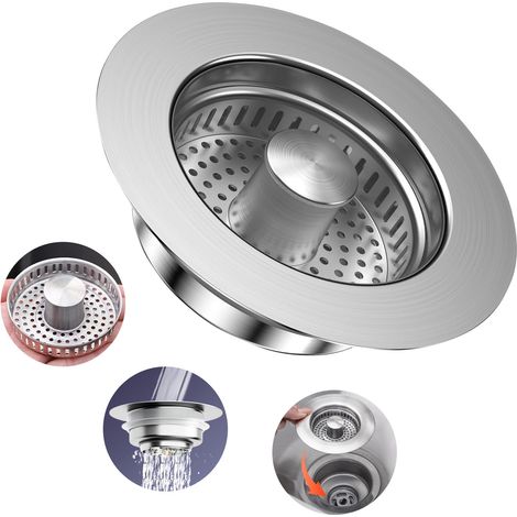 3-in-1 Küchenspülenstöpsel – Edelstahl-pop-up-ablauf – Geruchsfilter – Passend Für 75–86 Mm Abflusslöcher – Verstopfungsschutz – Einfache Installation