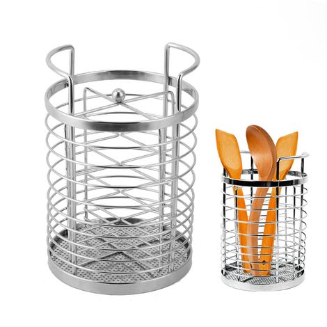 Küchenutensilienhalter, Küchenutensilienregal, Küchenutensilienhalter Aus Edelstahl, Unterteilter Und Drehbarer Utensilienhalter, Küchenaccessoire Für Küche, Bad Und Büro