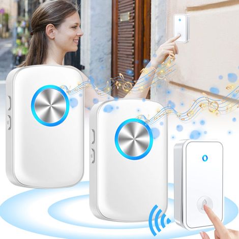 Wasserdichte, Kabellose Außentürklingel, Elektronisches Türklingel-set Mit 2 Steckdosenempfängern, 60 Melodien Mit 5 Lautstärkestufen Und Led-blitzlicht