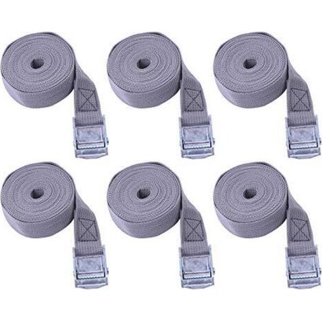 6 Stück Ratschengurte, Spanngurte Mit Schnalle, Spanngurte, Umzugsgurte Für Auto, Motorrad, Fahrrad, Transport Und Lagerung (25 Mm, 2 M, Grau-beige)