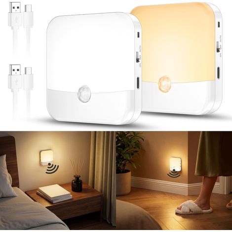 Wiederaufladbare Led-nachtlichter Mit Bewegungsmelder, Kabellose Innenlampe, Automatische Beleuchtung Für Schlafzimmer, Flur, Küche, Treppenhaus