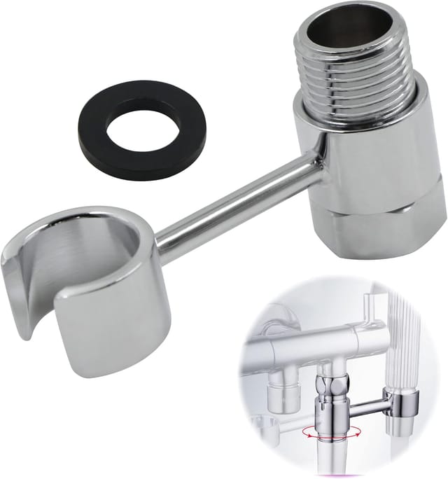 Beijiyi - Duschkopf-unterstützung, Handbrause-haken – 20-mm-verbindungsmutter, Universelle Tür, Verstellbar, 360°, Wandmontage, Badezimmer-lanze, Toilette, Hand Austauschbar, Ohne Bohren, Verchromtes Messing