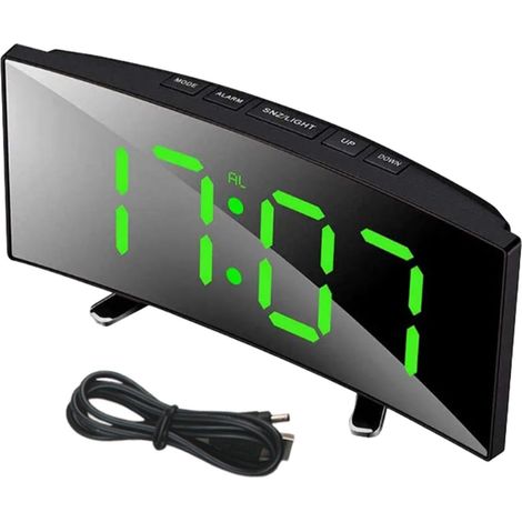 Digitaler Wecker Mit Gebogenem Led-display – Geräuschloser Tischwecker Mit Großem Display Für Schlafzimmer Und Büro